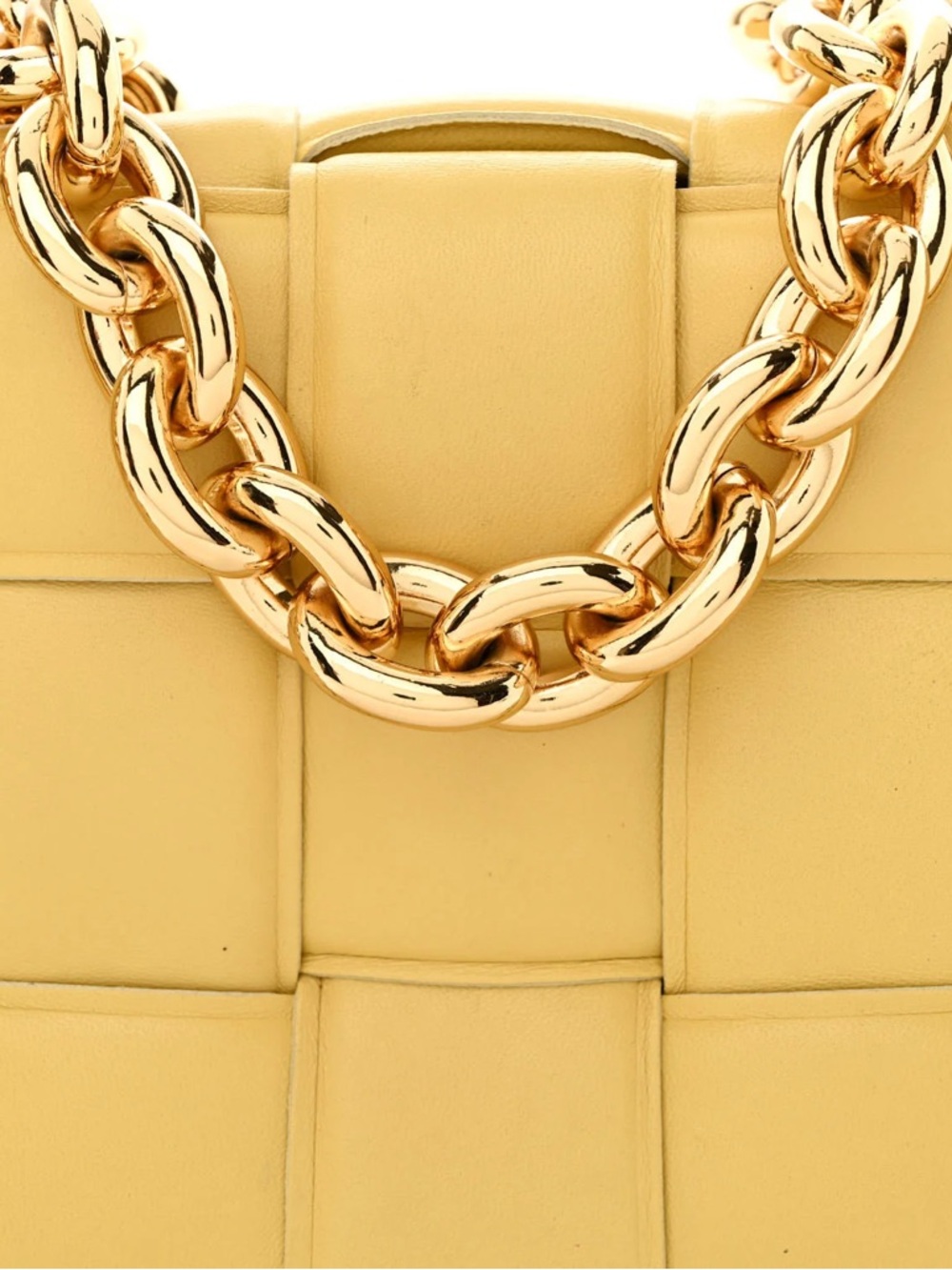 Bottega Veneta Yellow Quilted Leather Crossbody with Gold Chain